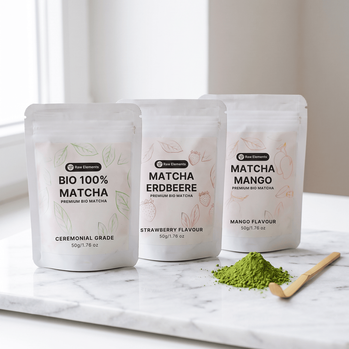 Trio découverte matcha – Pur, mangue et fraise