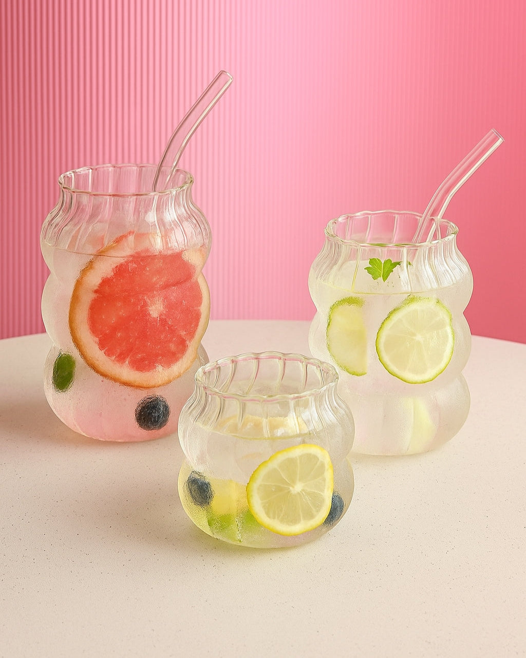 Iced-Matcha-Glas – mit Glasstrohhalm