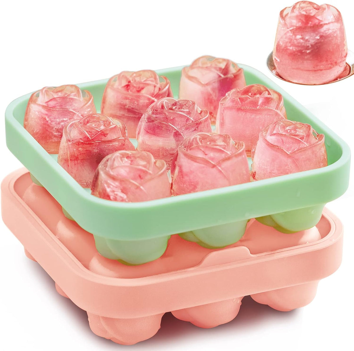 Stampo per ghiaccio a rose – silicone per matcha freddo – altra vista del prodotto