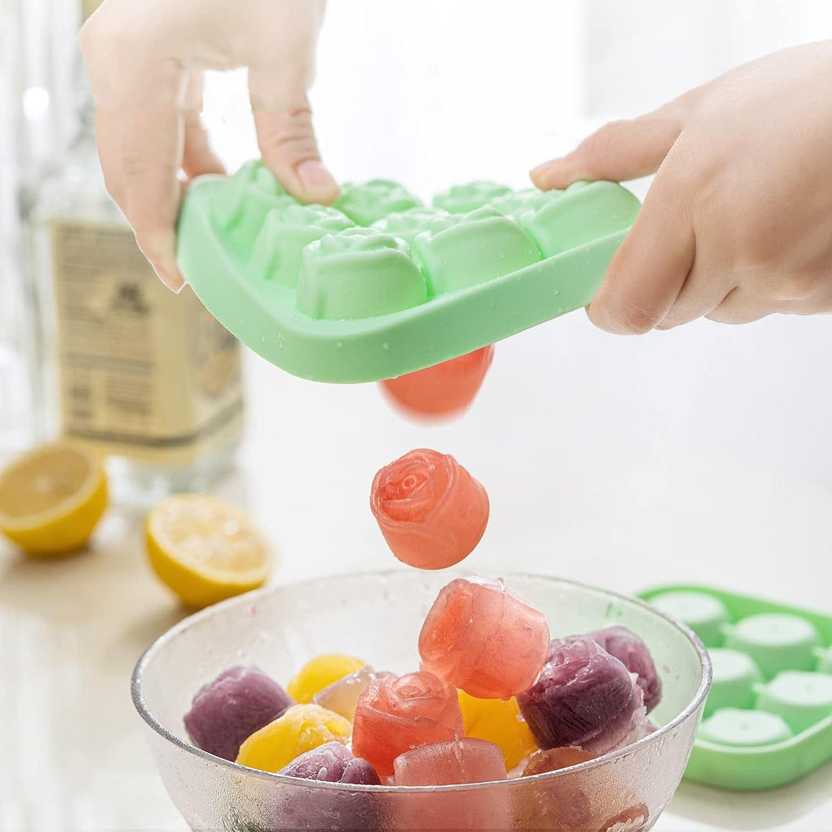 Stampo per ghiaccio a rose – silicone per matcha freddo – altra vista del prodotto