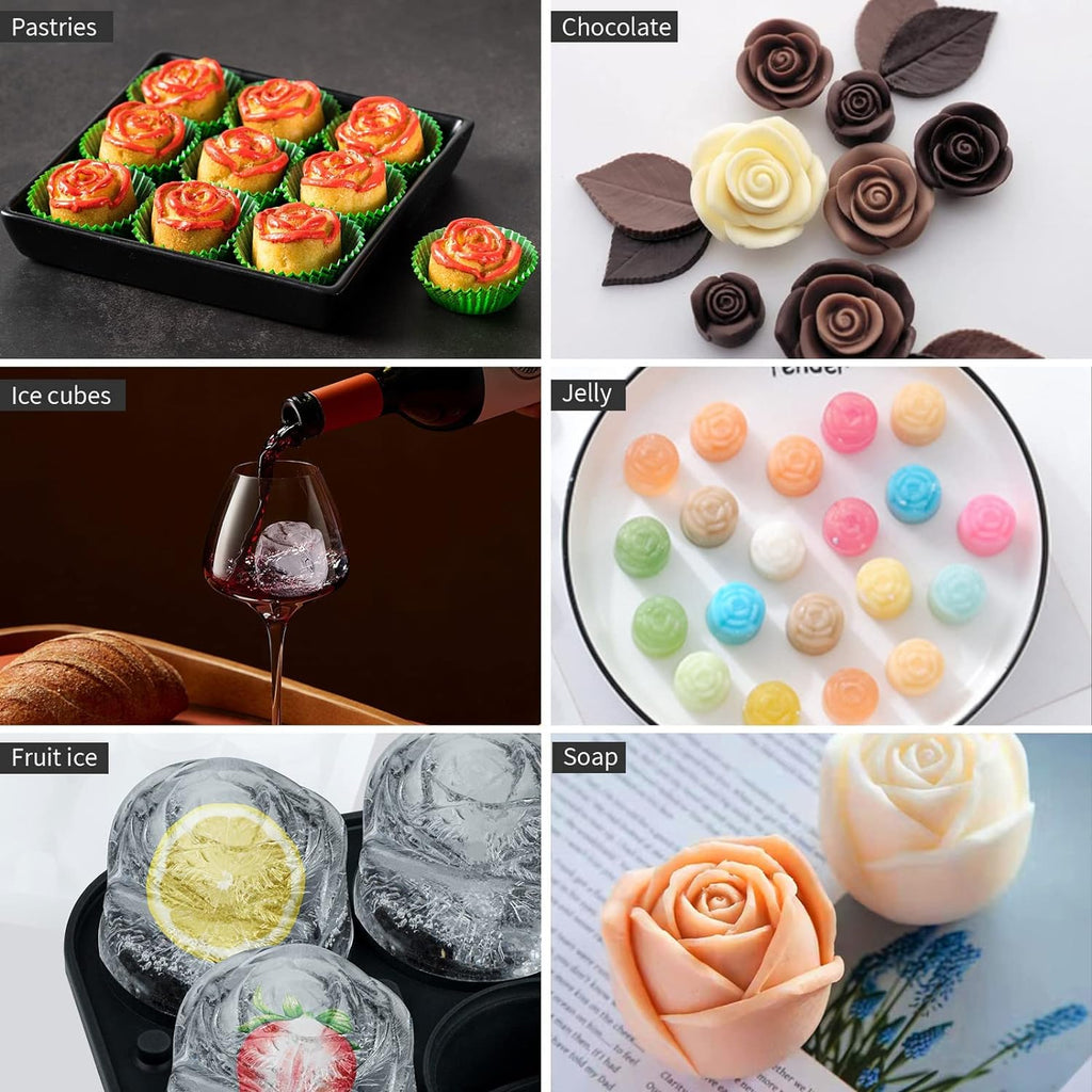 Stampo per ghiaccio a rose – silicone per matcha freddo – altra vista del prodotto