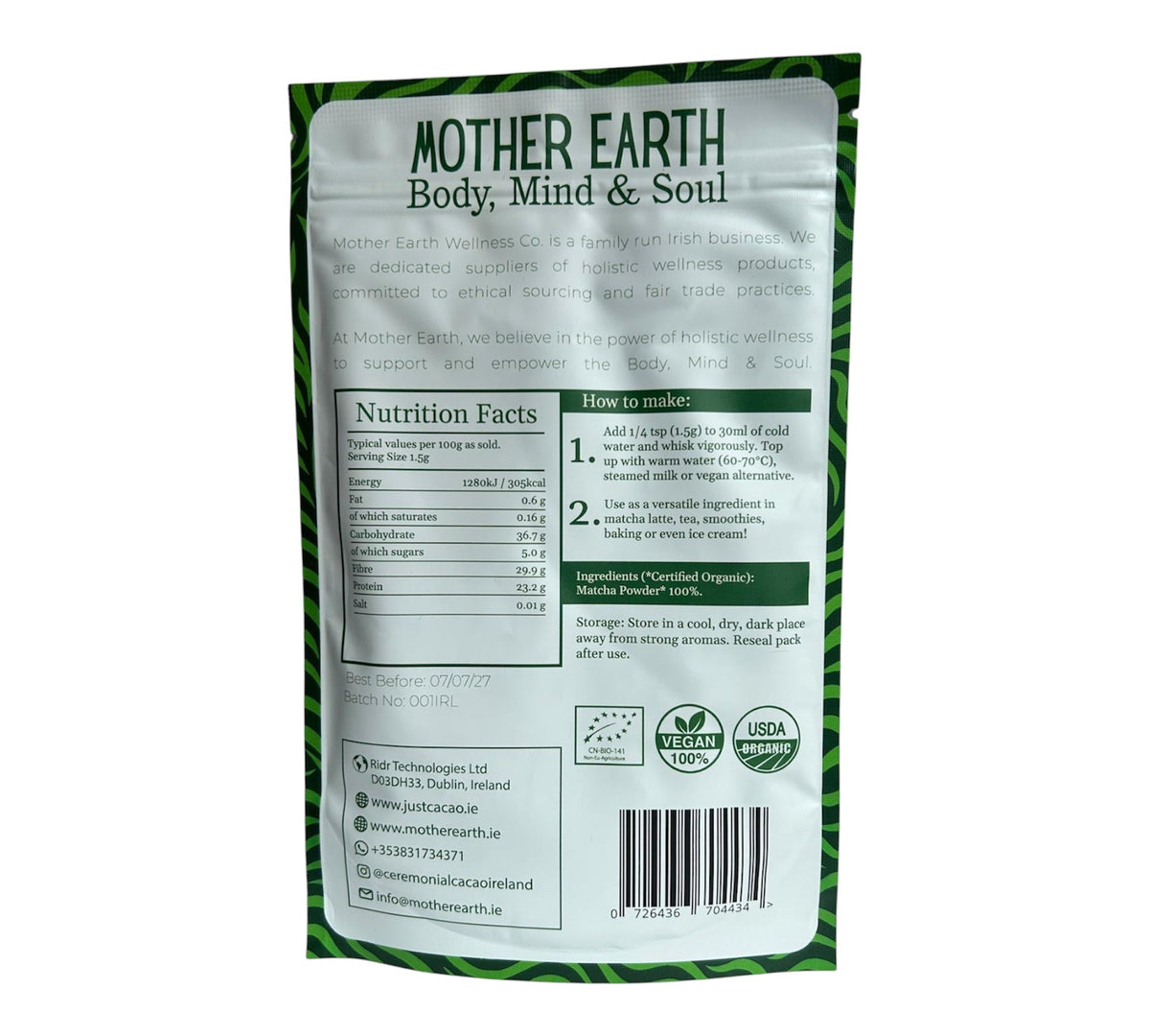 Matcha-Pulver – 100 g von Mother Earth
