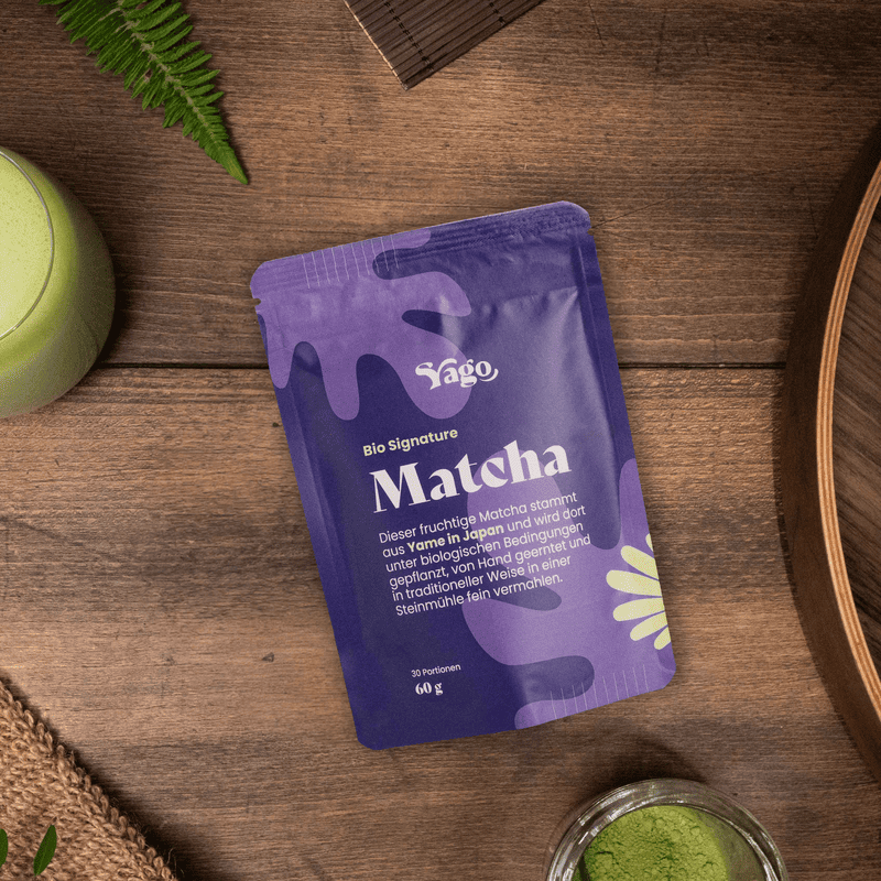 Matcha biologico Signature di Yago – confezione del prodotto, 60 g