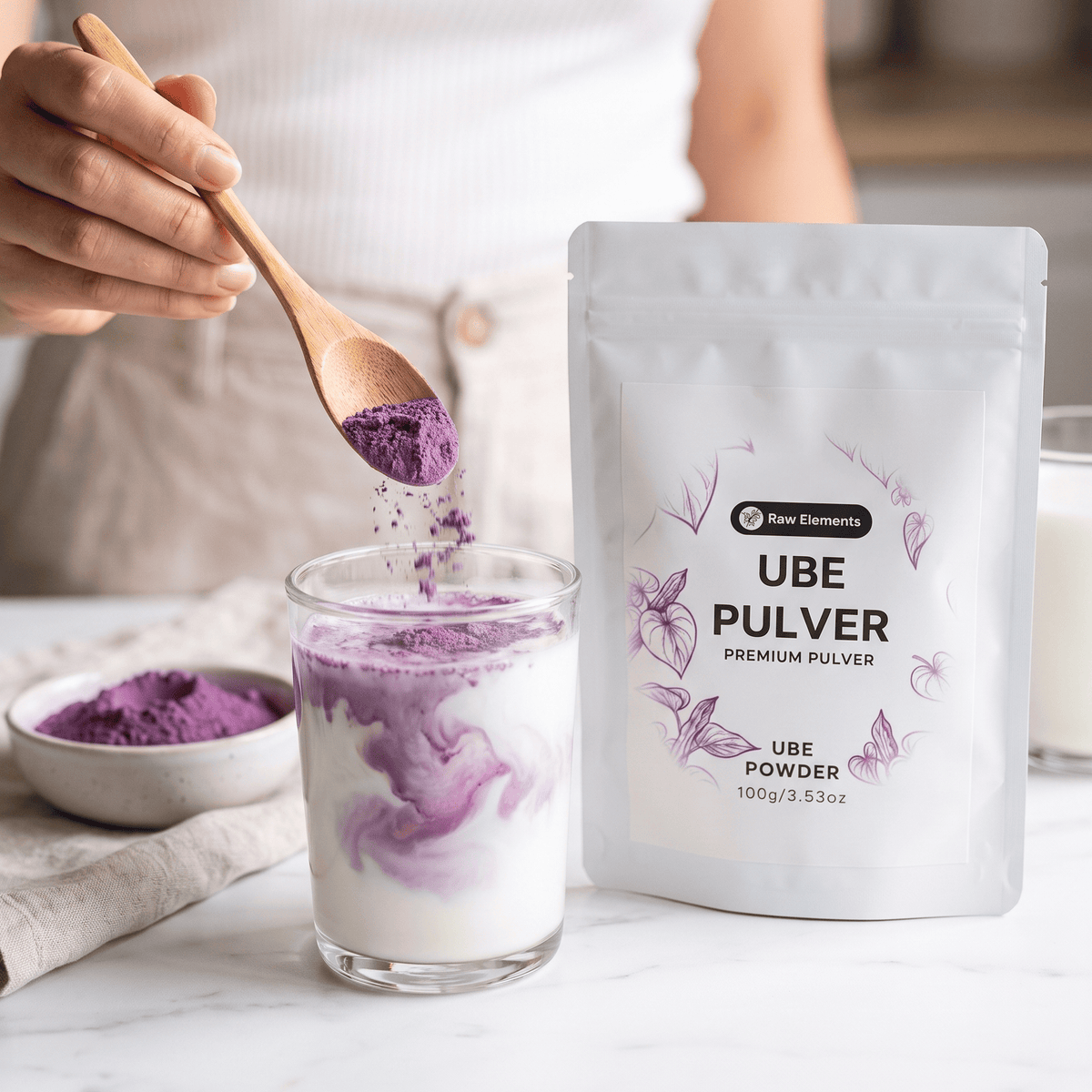 Poudre d’ube – igname violette pour latte