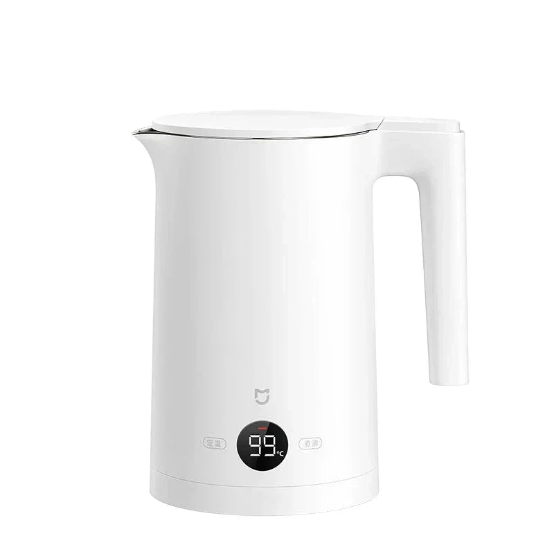 Weisser Wasserkocher mit Temperaturanzeige