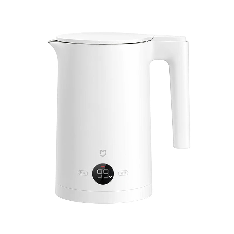 Weisser Wasserkocher mit Temperaturanzeige