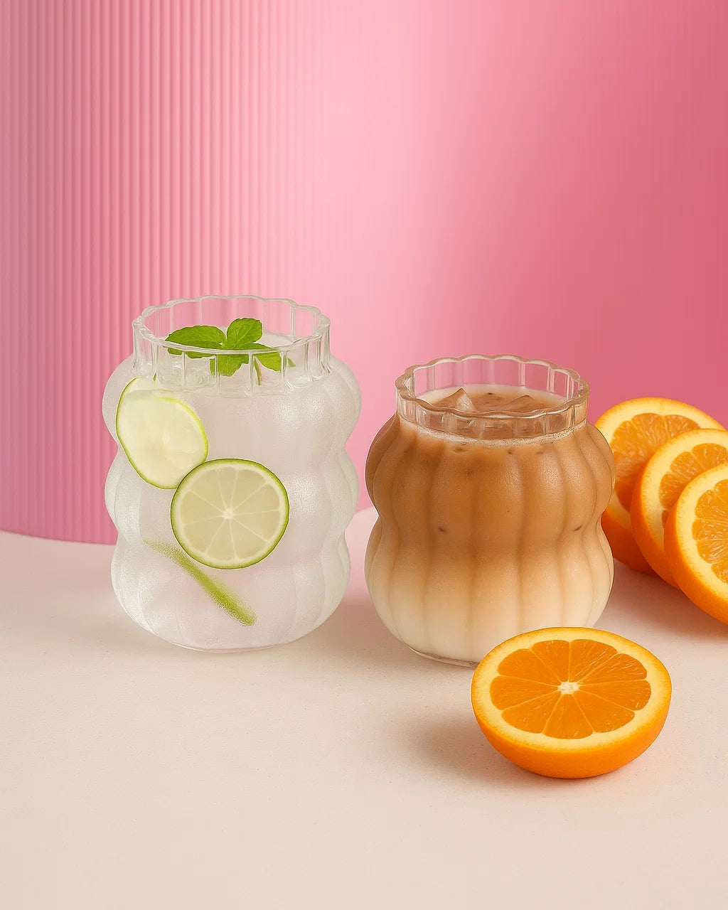 Iced-Matcha-Glas – mit Glasstrohhalm