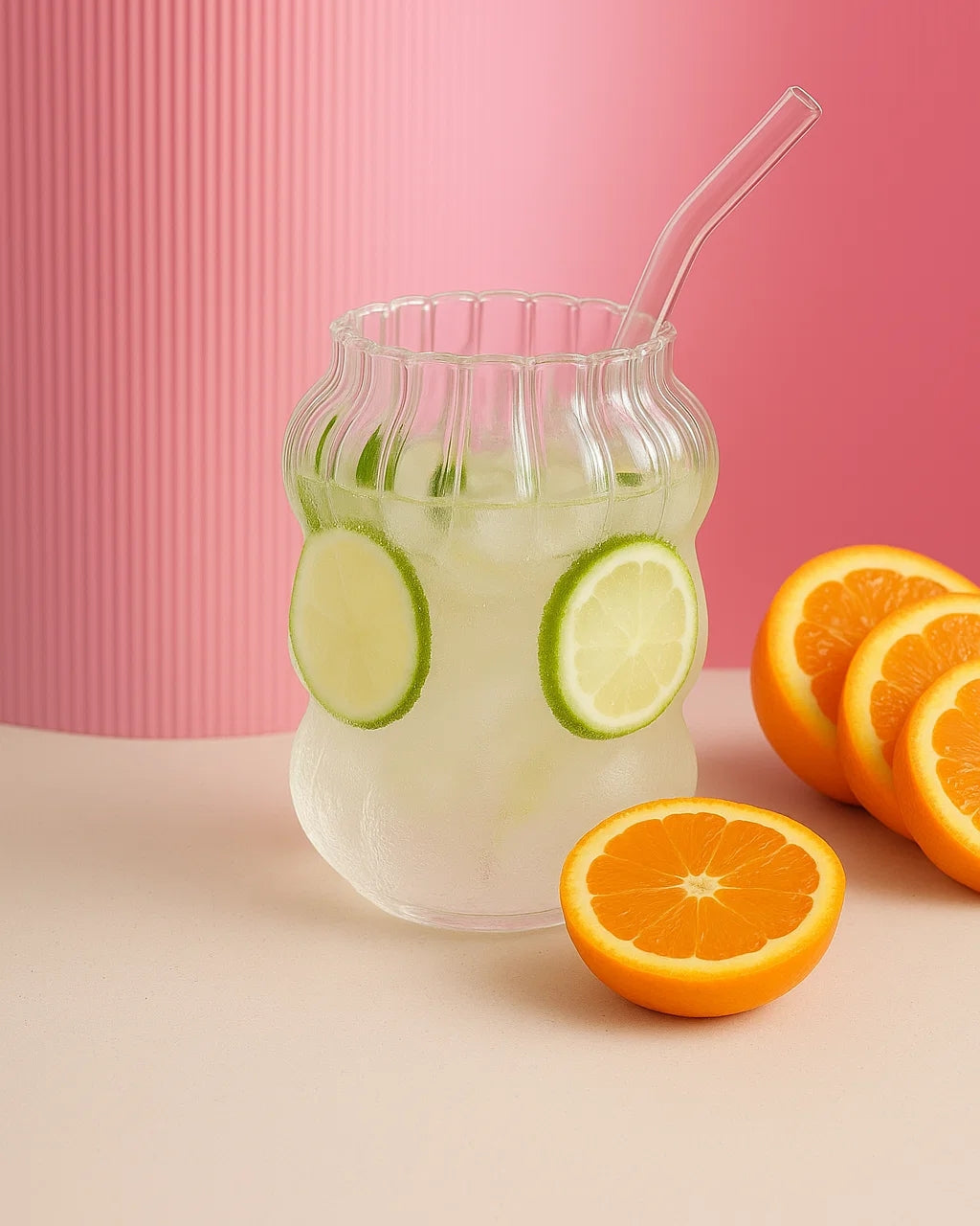 Iced-Matcha-Glas – mit Glasstrohhalm