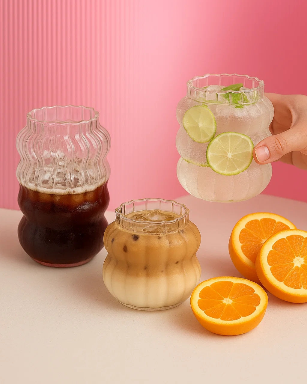 Iced-Matcha-Glas – mit Glasstrohhalm