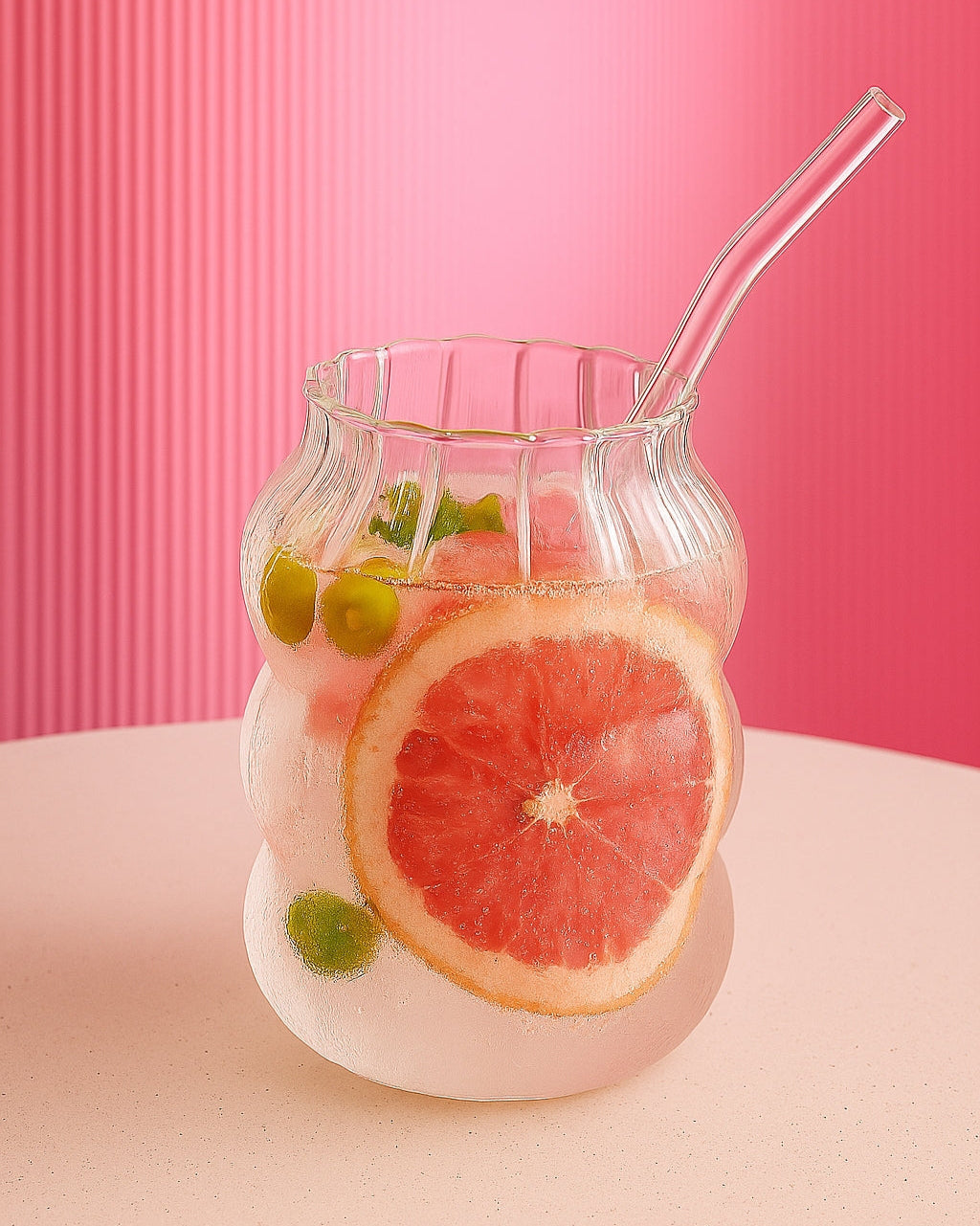 Iced-Matcha-Glas – mit Glasstrohhalm