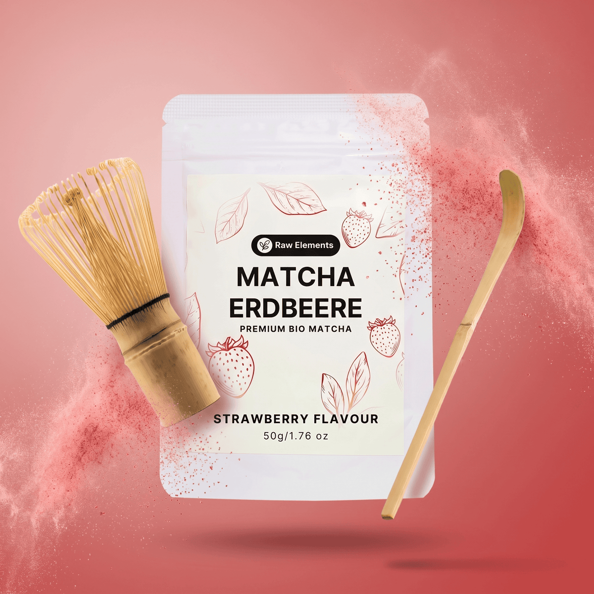 Kit découverte matcha fraise – avec fouet et cuillère